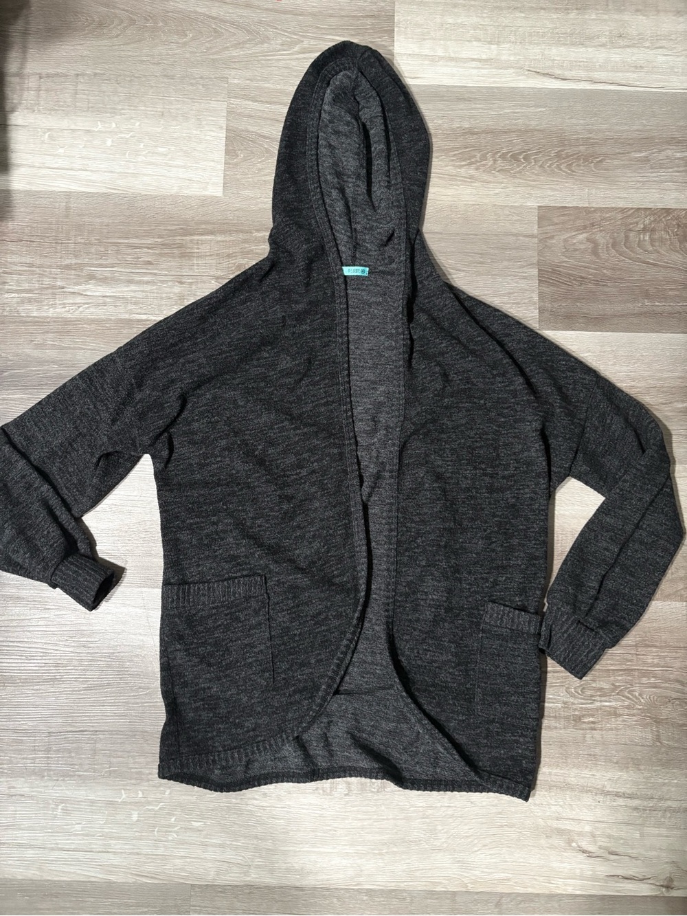P.S. Kate Dark Gray Hooded Open-Front Cardigan